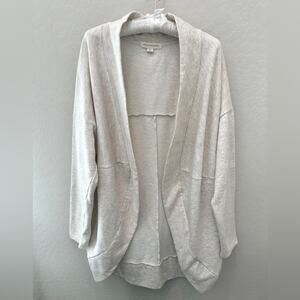 ECOTHREADS Organic Cotton Blend Cream Open Front Cardigan Lounge Sweater | XL